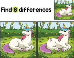 Unicorn Lying on a Flower Find The Differences vector