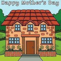 Happy Mothers Day House Colored Cartoon vector