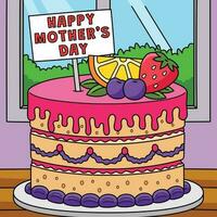 Happy Mothers Day Cake Colored Cartoon vector