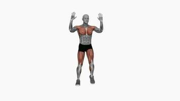 Truhe fliegen Seite Schritt Fitness Übung trainieren Animation Video männlich Muskel Markieren 4k 60 fps