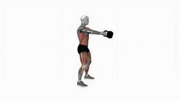 Kettlebell schwingen v2 Fitness Übung trainieren Animation Video männlich Muskel Markieren 4k 60 fps