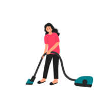 femme qui nettoie avec un aspirateur png