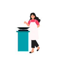 hermosa mujer cocinando algo en la cocina png