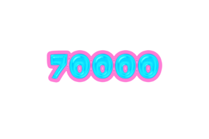 70000 subscribers celebration greeting Number with jelly design png