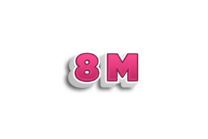 8 million les abonnés fête salutation nombre avec rose 3d conception png