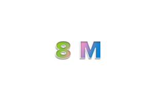 8 million subscribers celebration greeting Number with 3d extrude design png