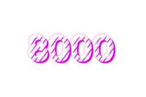 8000 subscribers celebration greeting Number with stripe design png