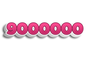 9000000 subscribers celebration greeting Number with pink 3d design png