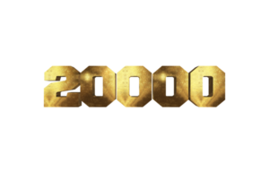 20000 subscribers celebration greeting Number with brass design png