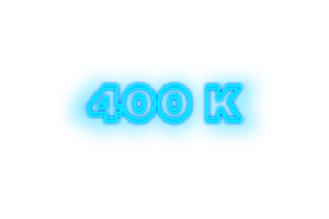 400 k subscribers celebration greeting Number with glow design png