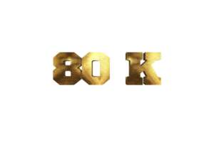 80 k subscribers celebration greeting Number with brass design png