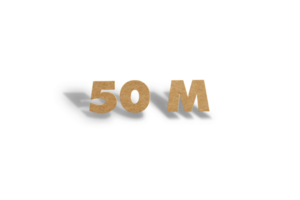 50 million subscribers celebration greeting Number with hard card cutted design png