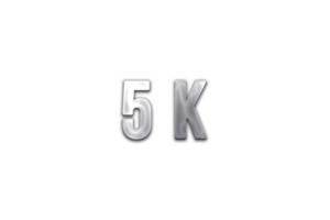 5 k subscribers celebration greeting Number with steel design png