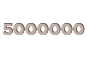 5000000 subscribers celebration greeting Number with engrave design png