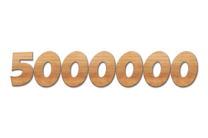 5000000 subscribers celebration greeting Number with oak wood design png