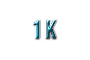 1 k subscribers celebration greeting Number with plastic design png