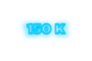 150 k subscribers celebration greeting Number with glow design png
