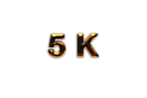 5 k subscribers celebration greeting Number with hot iron design png