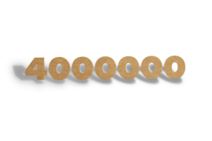 4000000 subscribers celebration greeting Number with hard card cutted design png