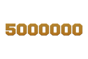 5000000 subscribers celebration greeting Number with embroidery design png