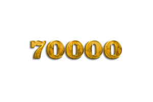 70000 subscribers celebration greeting Number with golden design png