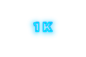 1 k subscribers celebration greeting Number with glow design png