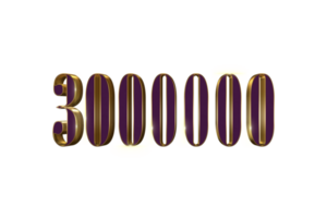 3000000 subscribers celebration greeting Number with luxury design png