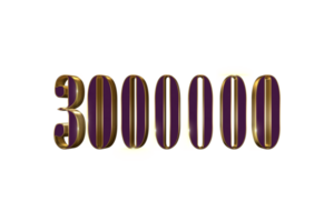 3000000 suscriptores celebracion saludo número con lujo diseño png