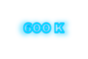 600 k suscriptores celebracion saludo número con resplandor diseño png