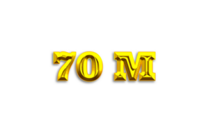 70 million  subscribers celebration greeting Number with gold design png