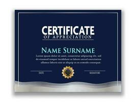 Certificate Of Appreciation Award Template Design In Blue Color. vector