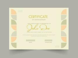 Horizontal Certificate Of Achievement Template Layout In Beige Color. vector
