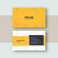 Yellow And White Business Card Template Layout In Double-Sides. vector