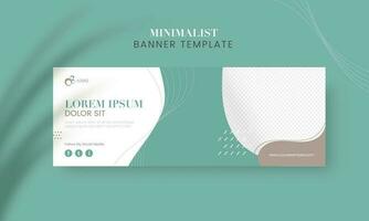 Advertising Minimalist Banner Template Design In Teal And White Color. vector