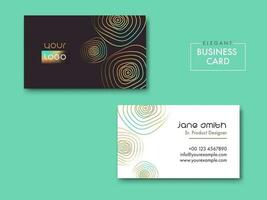 Elegant Business Card Design In Front And Back View On Green Background. vector