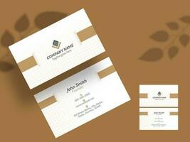 Editable Business Card Template With Front And Back View On Brown Background. vector