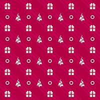 Xmas Tree And Gift Box Pattern Background In Pink And White Color. vector