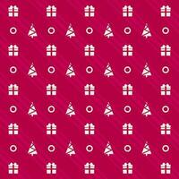Xmas Tree And Gift Box Pattern Background In Pink And White Color. vector