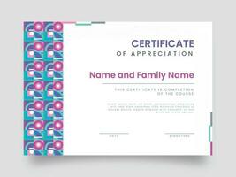 Presentation Certificate Of Appreciation Award Template For Advertising. vector