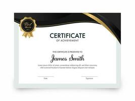 Certificate Of Achievement Template Layout In Black And White Color. vector