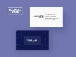 Blue And White Color Business Card Template With Dotted Pattern. vector
