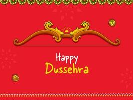 Happy Dussehra Concept With Bow And Arrow Illustration On Red Background. vector