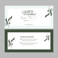 Gift Voucher Or Coupon, Certificate Banner Layout In Front And Back View. vector