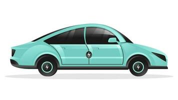 3D Rendering Electric Car In Cyan And Black Color. vector