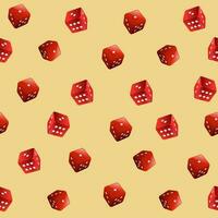 3D Dices Seamless Pattern Background In Yellow And Red Color. vector