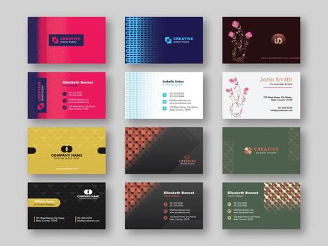 Front And Back View Of Business Or Visiting Card Set For Advertising. vector