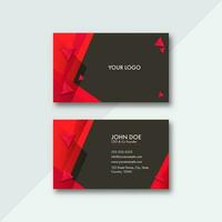 Business Card Template Layout With 3D Triangle Elements In Red And Black Color. vector