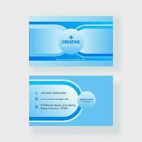 Modern Business Card Or Horizontal Template Design In Blue Color. vector