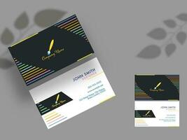 Designer Business Card Templates With Gradient Stripes In Black And White Color. vector