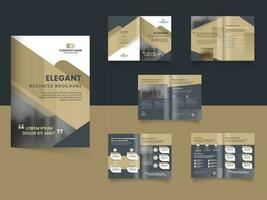 Bi-Fold Elegant Business Brochure Design With Double-Sides Presentation. vector